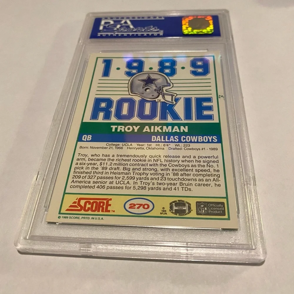 Troy Aikman Rookie Graded 1989 Score Football Card